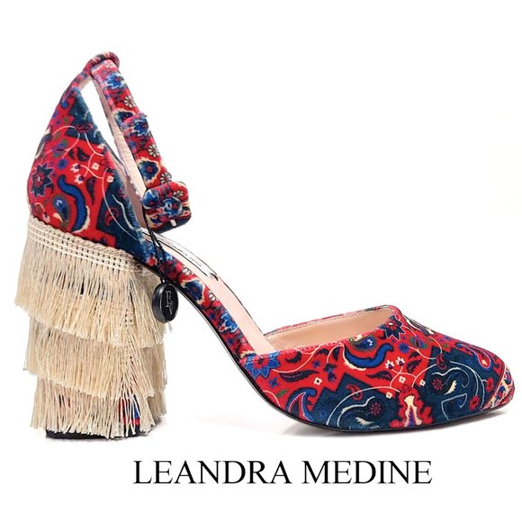Leandra Medine Shoes - Leandra Medine Batik Print Fringe d’Orsay Pumps Women 38 EU